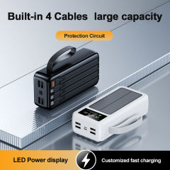 60000mAh Solar Power Bank with Built-in 4 Cables, 7 Outputs & 3 Inputs | Fast Charging Portable Charger for Phones & Tablets RC-SP016