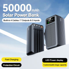 60000mAh Solar Power Bank with Built-in 4 Cables, 7 Outputs & 3 Inputs | Fast Charging Portable Charger for Phones & Tablets RC-SP016