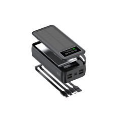60000mAh Solar Power Bank with Built-in 4 Cables, 7 Outputs & 3 Inputs | Fast Charging Portable Charger for Phones & Tablets RC-SP016