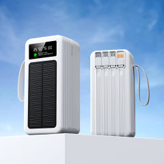 60000mAh Solar Power Bank with Built-in 4 Cables, 7 Outputs & 3 Inputs | Fast Charging Portable Charger for Phones & Tablets RC-SP016