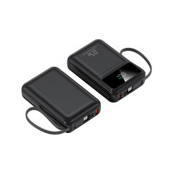 20000mAh Mini Power Bank 22.5W Super Fast Charging, Dual Woven Cables, Graphene Cooling, AI Temperature Control, Portable PD20W Charger for iPhone & Android,RC-PD89