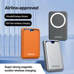 Maesafe 5-in-1 Magnetic Card Wallet & 5000mAh Power Bank - 15W Fast Wireless Charging, Slim & Portable,RC-WP039