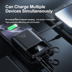 20000mAh Mini Power Bank 22.5W Super Fast Charging, Dual Woven Cables, Graphene Cooling, AI Temperature Control, Portable PD20W Charger for iPhone & Android,RC-PD90