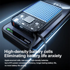 20000mAh Mini Power Bank 22.5W Super Fast Charging, Dual Woven Cables, Graphene Cooling, AI Temperature Control, Portable PD20W Charger for iPhone & Android,RC-PD90