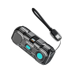 Mech-Style 5000mAh Mini Power Bank with 22.5W Fast Charging | Built-in Foldable Type-C Plug & LED Power Display | Portable Charger with Hidden Kickstand,RC-PD91
