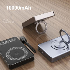 3-in-1 Magnetic Wireless Power Bank 5000mAh / 10000mAh | Ultra-Slim 8.5mm | PD 20W Fast Charging | Low-Temperature Safe Charging | Foldable 360° Stand,RC-WP040
