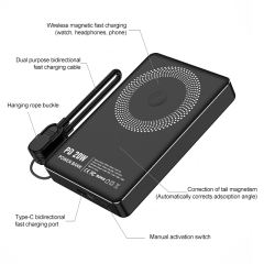 3-in-1 Magnetic Wireless Power Bank 5000mAh / 10000mAh | Ultra-Slim 8.5mm | PD 20W Fast Charging | Low-Temperature Safe Charging | Foldable 360° Stand,RC-WP040