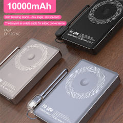 3-in-1 Magnetic Wireless Power Bank 5000mAh / 10000mAh | Ultra-Slim 8.5mm | PD 20W Fast Charging | Low-Temperature Safe Charging | Foldable 360° Stand,RC-WP040
