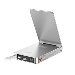 Foldable Magnetic Wireless Power Bank 10000mAh, 15W MagSafe Charger, PD 20W Fast Charging, Built-in Cable, Low-Temperature Design, Aluminum Alloy Body RC-WP042