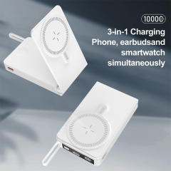Foldable Magnetic Wireless Power Bank 10000mAh, 15W MagSafe Charger, PD 20W Fast Charging, Built-in Cable, Low-Temperature Design, Aluminum Alloy Body RC-WP042