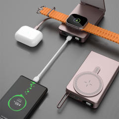 Foldable Magnetic Wireless Power Bank 10000mAh, 15W MagSafe Charger, PD 20W Fast Charging, Built-in Cable, Low-Temperature Design, Aluminum Alloy Body RC-WP042
