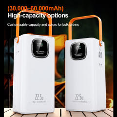 30000-60000mAh Fast Charging Power Bank with Built-in Cables, LED Display, Multi-Port Portable Charger with Lanyard,RC-PD93