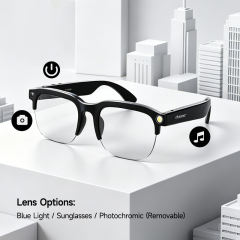 AI Smart Translation Glasses with HD Camera, Photo & Video Recording, Bluetooth Music Calling Eyewear, 2MP Wearable Camera Glasses for Outdoor & Travel RC-SG026