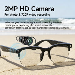 AI Smart Translation Glasses with HD Camera, Photo & Video Recording, Bluetooth Music Calling Eyewear, 2MP Wearable Camera Glasses for Outdoor & Travel RC-SG026