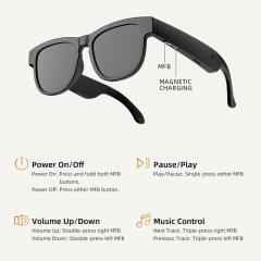 AI Smart TWS Audio Sunglasses, Bluetooth Music & Calling, AI Translation, Photochromic Blue Light Blocking Lenses, IPX4 Waterproof RC-SG029