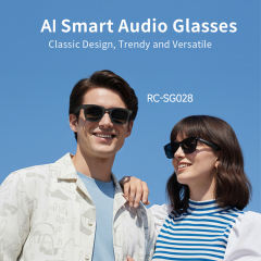 AI Audio (tortoiseshell) Sunglasses, Bluetooth Music & Calling, AI Translation, Photochromic Blue Light Blocking Lenses, IPX4 Waterproof RC-SG028