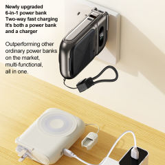 6-in-1 Qi2 MagSafe Power Bank 22.5W Fast Charging – Built-in Dual Cables + Apple Watch Charger + Stand, 10000mAh Magnetic External Battery for iPhone & Android (2026 New) RC-PD99