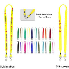 3/4" Double Open-ended Lanyard W/ Non-Swivel Lobster Claw(Sublimation)