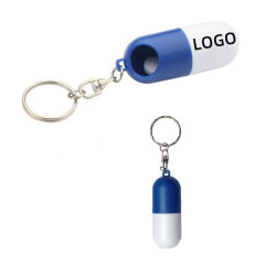 Twist Capsule Shaped Pill Case with Keychain