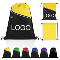 210D Two Colors Drawstring Backpacks W/ Zipper