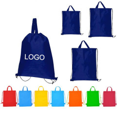 Double Feature Non-Woven Drawstring Tote Bag(15 3/4" w x 19 11/16" H)