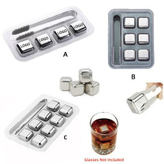 8 PcsStainless Steel Wine Cube Set W/ Silicone Clip