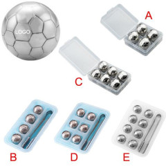 6 Pcs Football Stainless Steel Ice Cube set W/ Tongs