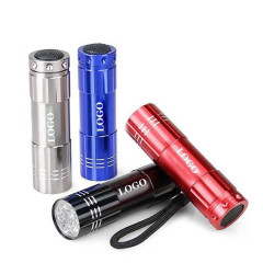 Pocket 9 Led Mini Aluminum Flashlight W/ Lanyard