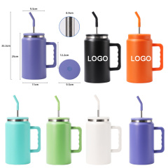 50oz Stainless Steel Mug with Straw & Lid