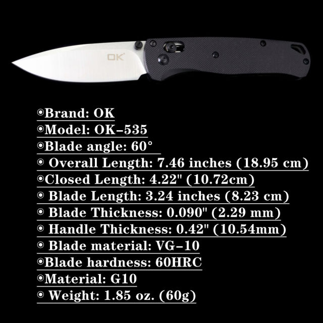 OK-535 AXIS G10 Handle VG-10 Blade Outdoor Camping Hunting Pocket Folding Knife