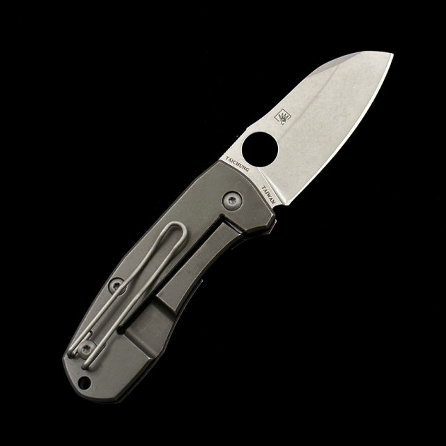 C158TIP2 Marcin Slysz Techno 2 Folding Knife 2.55 Titanium Handles