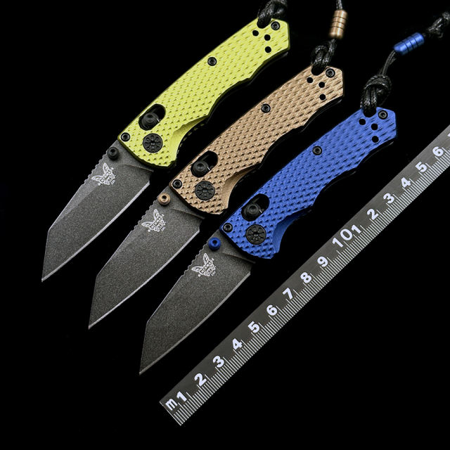 Benchmade 290BK-2 Full Immunity AXIS Folding Knife 2.49" CPM-M4 Cobalt Black Wharncliffe Blade, Woodland Green Billet Aluminum Handles