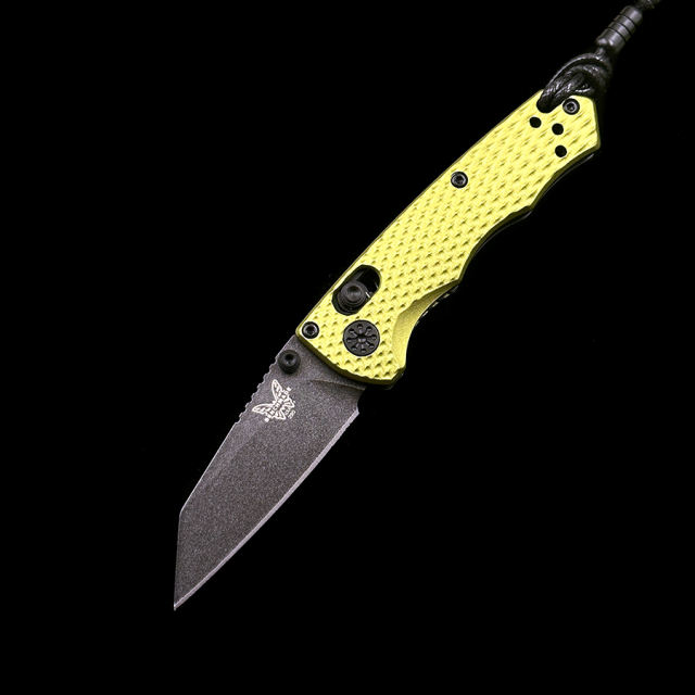 Benchmade 290BK-2 Full Immunity AXIS Folding Knife 2.49" CPM-M4 Cobalt Black Wharncliffe Blade, Woodland Green Billet Aluminum Handles