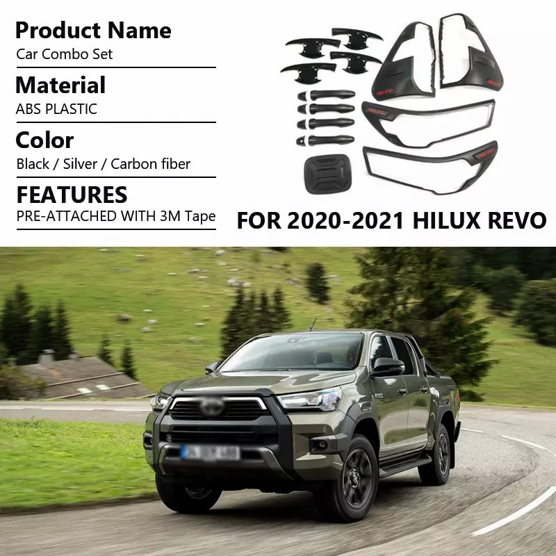 Factory Direct Auto Exterior Accessories Body Kit Headlight Cover Rear Lamp Cover for Toyota Hilux Revo Vigo Rocco
