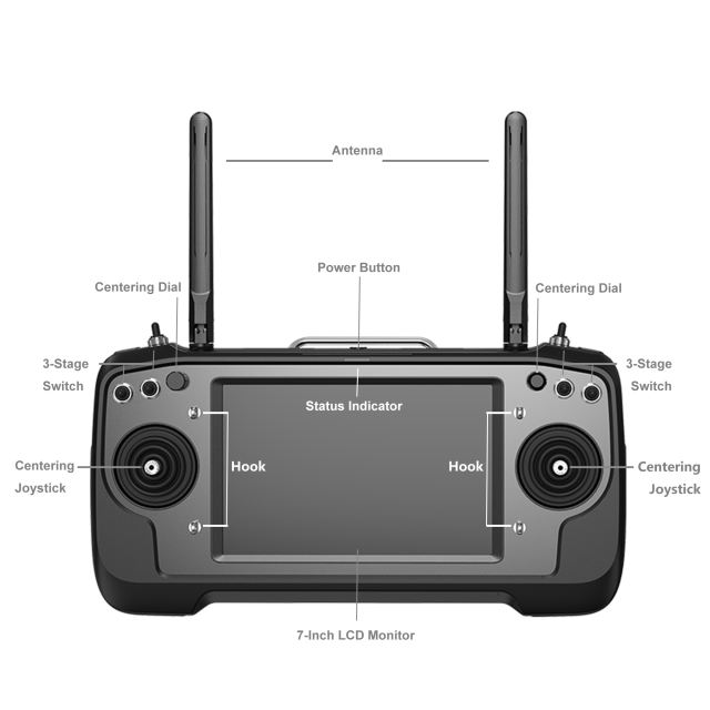 SIYI MK32 Enterprise Handheld Ground Station Smart Controller with 7 Inch HD High Brightness LCD Touchscreen Dual Full HD Digital Image Transmission 4G RAM 64G ROM Android OS for UAV UGV USV 15KM Range