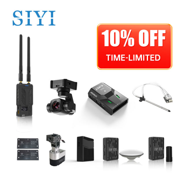 [FLASH DEAL] SIYI HM30 Transmission System x A8 mini Gimbal Camera x N7 Autopilot x F9P RTK Combo x Antenna Tracker x Ethernet to HDMI Converter x 21 dB Antenna x Airspeed Meter 10% OFF Time-Limited Discount