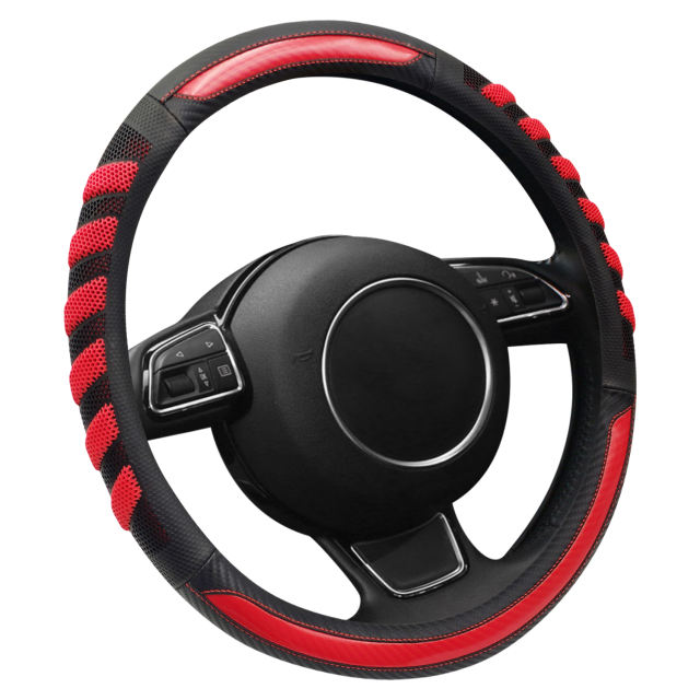 Fun-Driving NiceEasy Dark Red Leather Steering Wheel Cover - Sport Style Comfort Grip