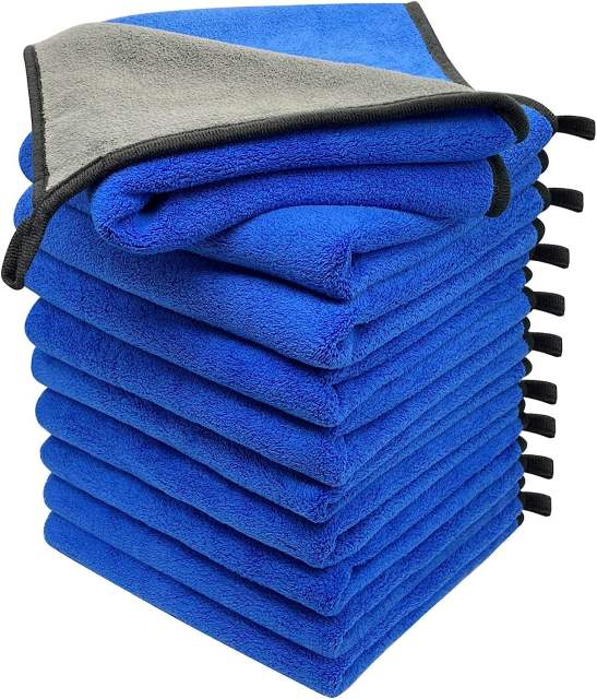 10 Pack Professional Microfiber Towels 16" X 24",Thick,Soft,Highly Absorbent Safe for Household,Pet Drying Car Washing, Drying & Auto Detailing