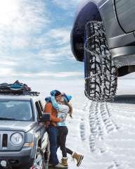 Snow Chains for Car SUV Pickup Trucks Car, Universal Adjustable Emergency Portable Snow Tire Chains, Tire Width 175 180 185 195 205 215 220 225 235 240 245 255 265 275 and More(KN130)