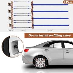 Snow Chains, Tire Chains for SUV Car Trucks, 8pcs Universal Adjustable Emergency Traction Chains for 205-265mm Tires Pickup Trucks, Snow Slope Muddy Icy Ground Sandy Anti Skid Chains
