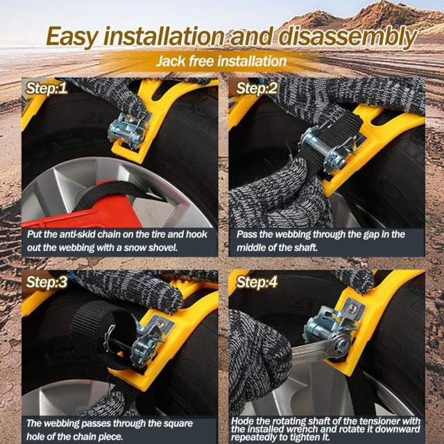 Snow Chains for Car, Emergency Anti Slip Tire Chains for SUV/Trucks/ATV Universal Winter Security Chains for Snow and Ice(Tire Width 6.5-10.8")