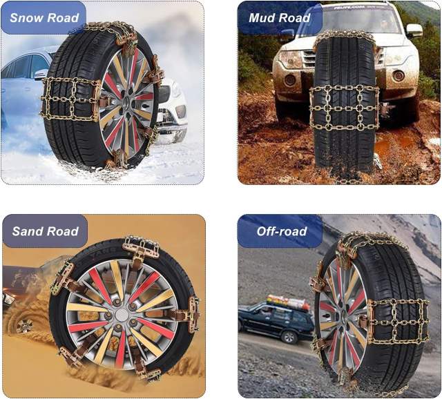 Snow Chains for SUV Car Pickup Trucks RV, Universal Adjustable Emergency Portable Snow Tire Chains, Applicable Tire Width 215-315mm (8.4-12.4 inch) (6 Packs)