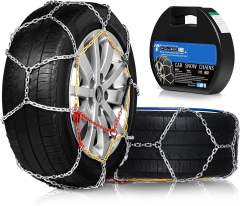 Snow Chains for Car SUV Pickup Trucks Car, Universal Adjustable Emergency Portable Snow Tire Chains, Tire Width 175 180 185 195 205 215 220 225 235 240 245 255 265 275 and More（KN130）
