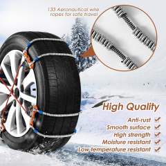 Snow Chains, Tire Chains for SUV Car Trucks, 8pcs Universal Adjustable Emergency Traction Chains for 205-265mm Tires Pickup Trucks, Snow Slope Muddy Icy Ground Sandy Anti Skid Chains