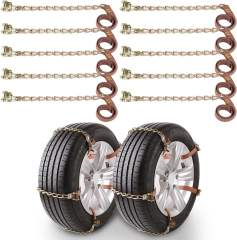 Snow Chains, 225-295mm Universal Tire Chains for Car, SUV, RV, Pickup Trucks, Adjustable Emergency Anti-Skid Thickening Tire Traction Chain (10 Packs)