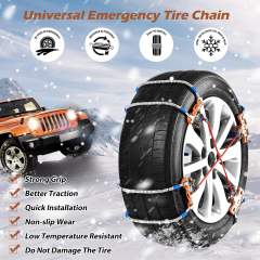 Snow Chains, Tire Chains for SUV Car Trucks, 8pcs Universal Adjustable Emergency Traction Chains for 205-265mm Tires Pickup Trucks, Snow Slope Muddy Icy Ground Sandy Anti Skid Chains