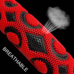 Sport Style Black Leather Steering Wheel Cover with Red Lucky-Cloud-Design Grip Steering Wheel Accessory,Universal Fit 14.5-15.25 inch Steering Wheel