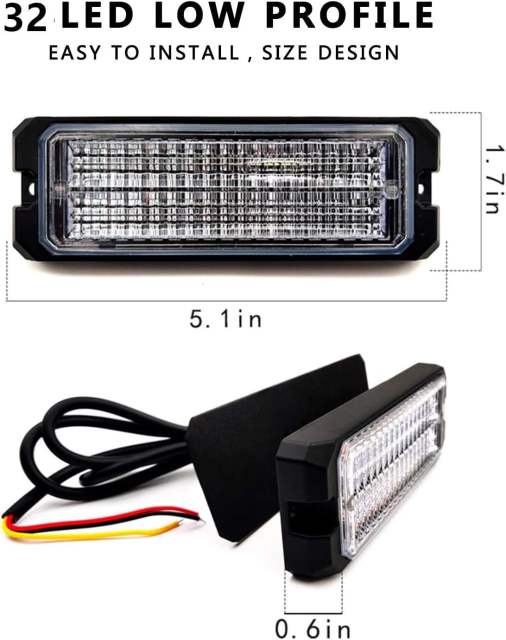 Led Strobe Lights for Trucks 12-24V 30-LED with Switch and Remote Control - 4PCS (White Amber, Switch and Remote Control)