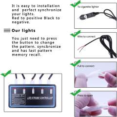 Led Warning Lights, 4pcs Emergency Warning Caution Hazard Construction Ultra Slim Sync Feature Car Truck with Main Control Box Surface Mount (Blue)