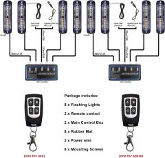 Led Strobe Lights for Trucks Vehicles Suvs, 12-24 8pcs Emergency Warning Caution Hazard Construction Ultra Slim Sync Car with Control Box Surface Mount (White Amber)